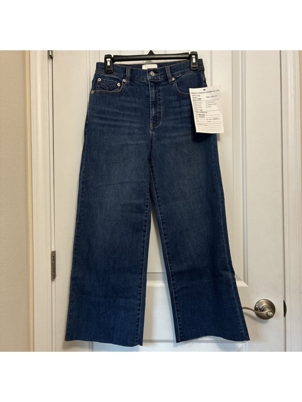 Unpublished Jean Company Sample Raw Hem Crop Jeans In Blue  27” X 26” Rise 10.5”